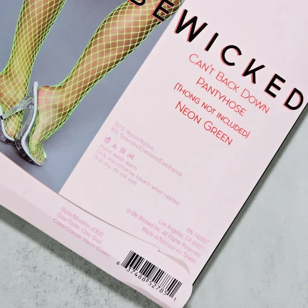 Be Wicked Neon Green High Waisted Fishnet Tights Pantyhose One Size